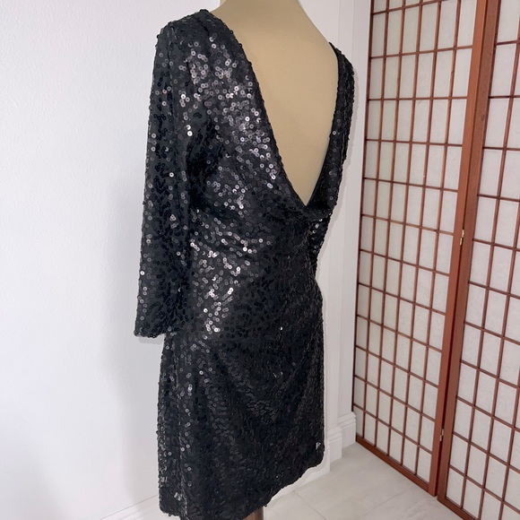 Jessica Howard Evenings Sequin Drape Back Cocktail Dress - Picture 3 of 5
